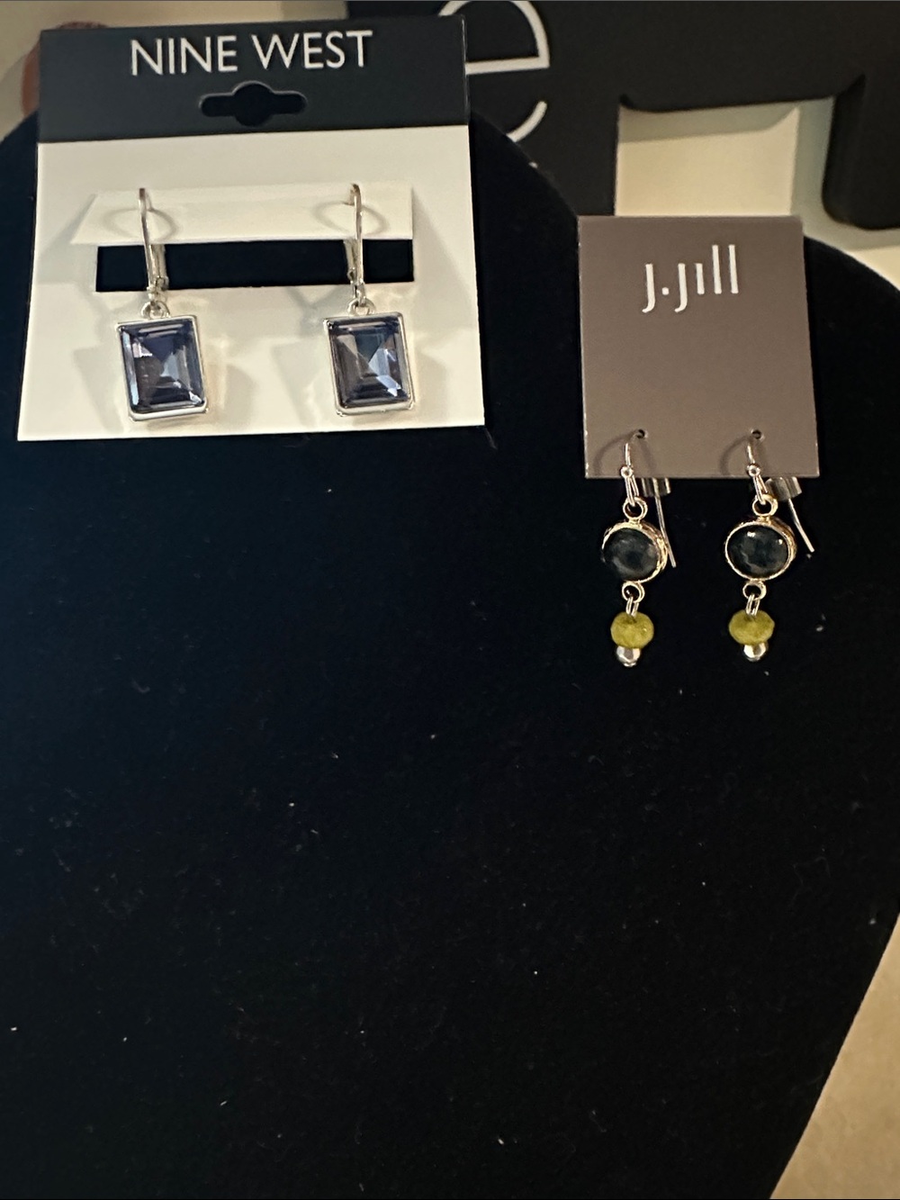 Nine West Silver-Tone Light Blue Faceted Drop Earrings & J.Jill dangle